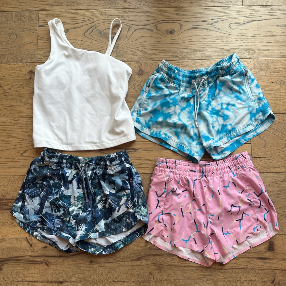 Athleta girl shorts lot white tank size 12 (3 pair)